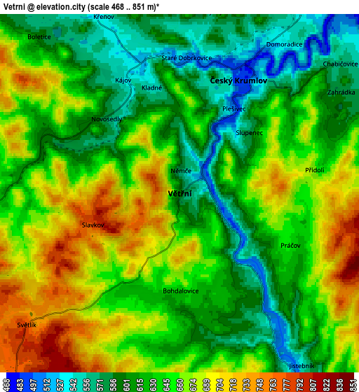 Zoom OUT 2x Větřní, Czech Republic elevation map