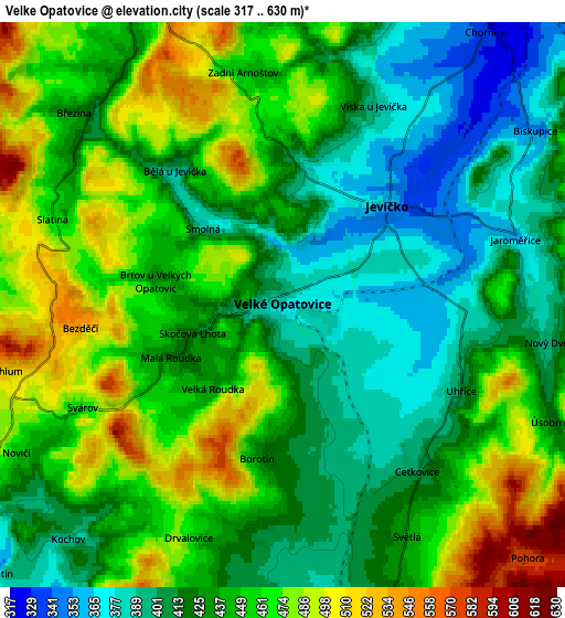 Zoom OUT 2x Velké Opatovice, Czech Republic elevation map