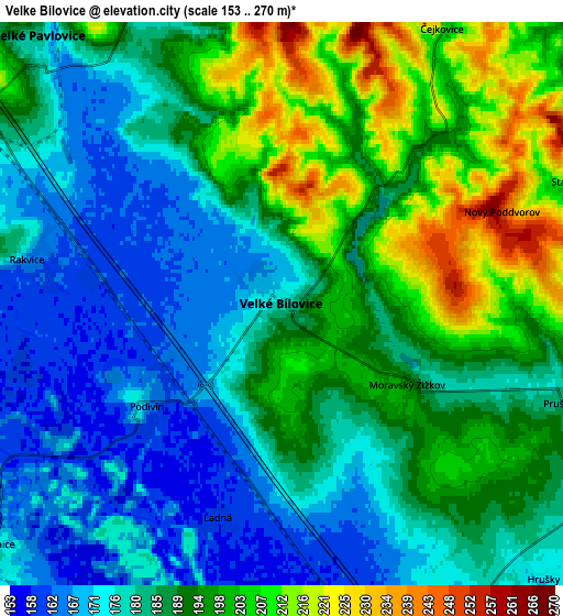 Zoom OUT 2x Velké Bílovice, Czech Republic elevation map