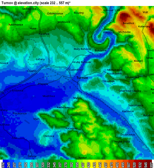 Zoom OUT 2x Turnov, Czech Republic elevation map