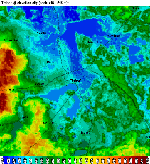 Zoom OUT 2x Třeboň, Czech Republic elevation map