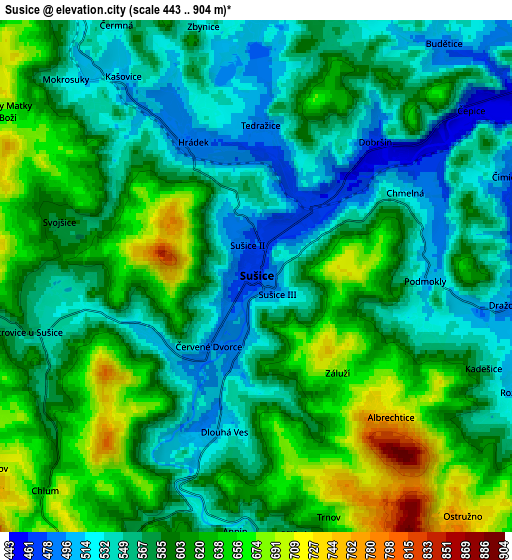 Zoom OUT 2x Sušice, Czech Republic elevation map