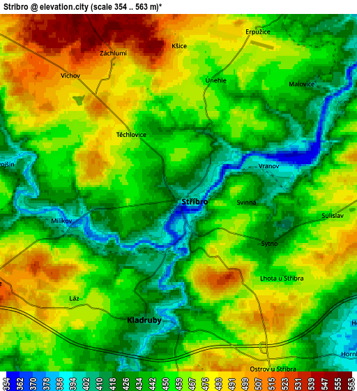 Zoom OUT 2x Stříbro, Czech Republic elevation map