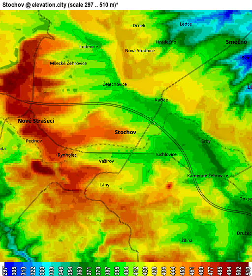 Zoom OUT 2x Stochov, Czech Republic elevation map