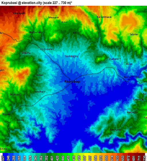 Zoom OUT 2x Köprübaşı, Turkey elevation map