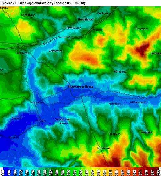 Zoom OUT 2x Slavkov u Brna, Czech Republic elevation map