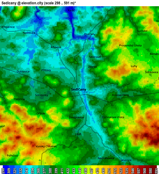 Zoom OUT 2x Sedlčany, Czech Republic elevation map