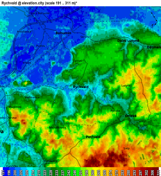 Zoom OUT 2x Rychvald, Czech Republic elevation map