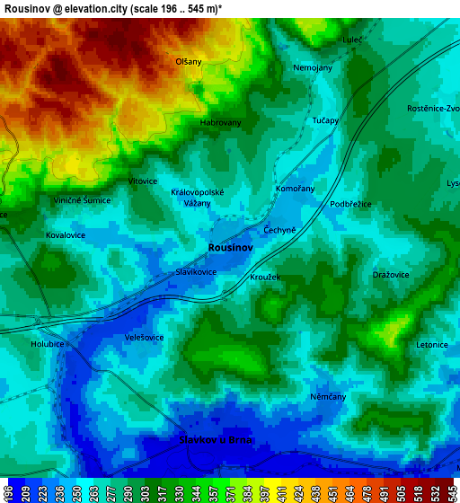 Zoom OUT 2x Rousínov, Czech Republic elevation map