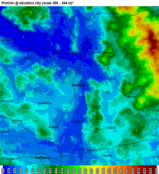 Zoom OUT 2x Protivín, Czech Republic elevation map