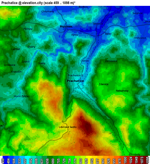 Zoom OUT 2x Prachatice, Czech Republic elevation map