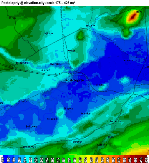 Zoom OUT 2x Postoloprty, Czech Republic elevation map