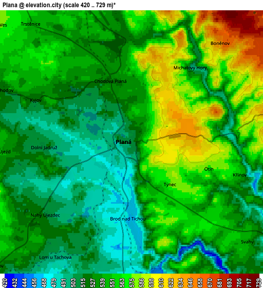 Zoom OUT 2x Planá, Czech Republic elevation map