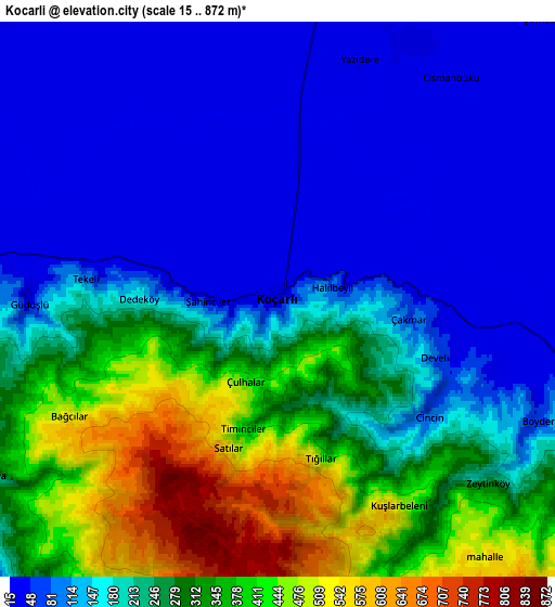 Zoom OUT 2x Koçarlı, Turkey elevation map