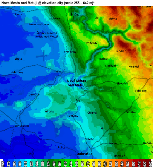 Zoom OUT 2x Nové Město nad Metují, Czech Republic elevation map