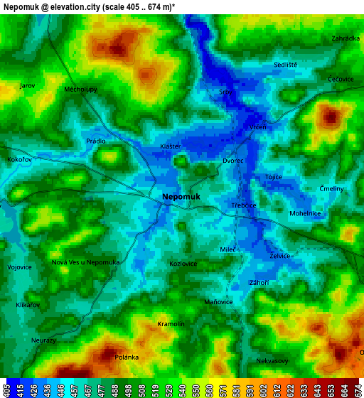 Zoom OUT 2x Nepomuk, Czech Republic elevation map