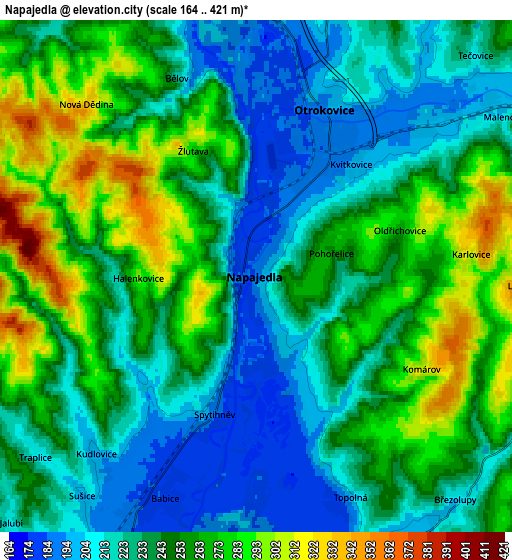 Zoom OUT 2x Napajedla, Czech Republic elevation map