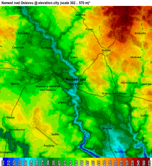 Zoom OUT 2x Náměšť nad Oslavou, Czech Republic elevation map