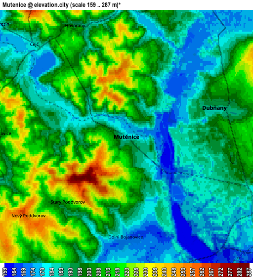 Zoom OUT 2x Mutěnice, Czech Republic elevation map