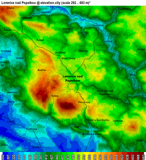 Zoom OUT 2x Lomnice nad Popelkou, Czech Republic elevation map