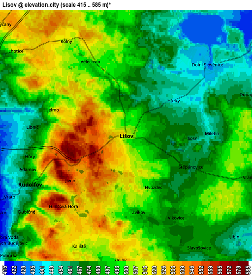 Zoom OUT 2x Lišov, Czech Republic elevation map