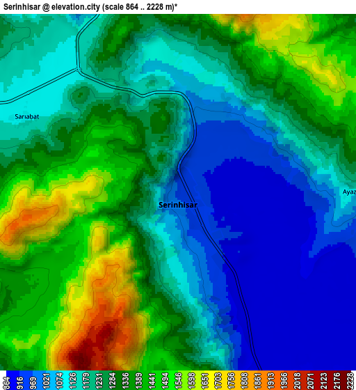 Zoom OUT 2x Serinhisar, Turkey elevation map