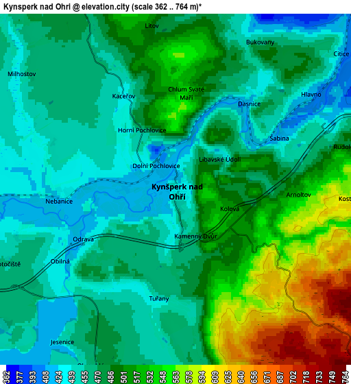 Zoom OUT 2x Kynšperk nad Ohří, Czech Republic elevation map