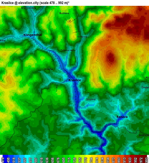 Zoom OUT 2x Kraslice, Czech Republic elevation map