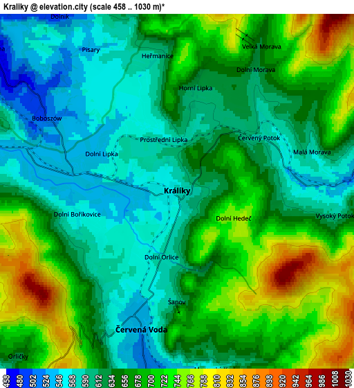 Zoom OUT 2x Králíky, Czech Republic elevation map