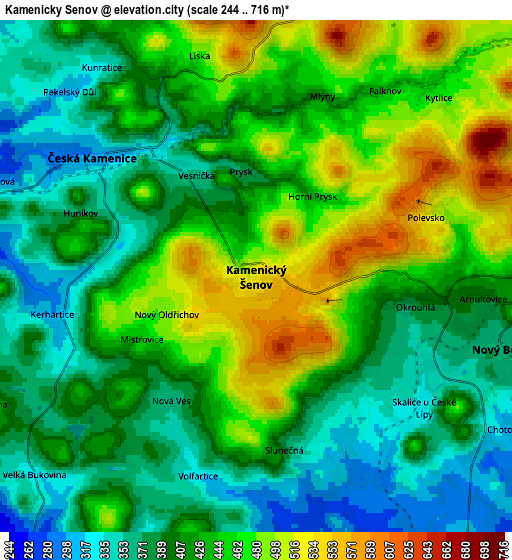 Zoom OUT 2x Kamenický Šenov, Czech Republic elevation map