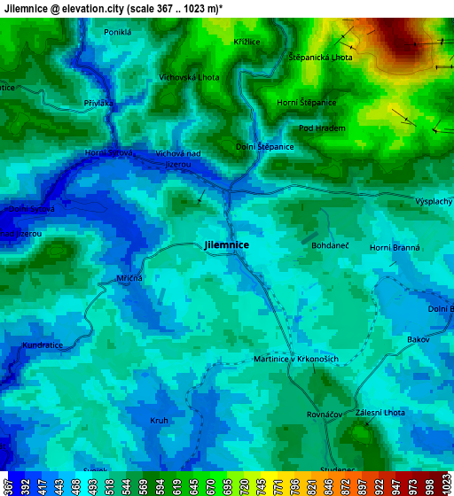 Zoom OUT 2x Jilemnice, Czech Republic elevation map