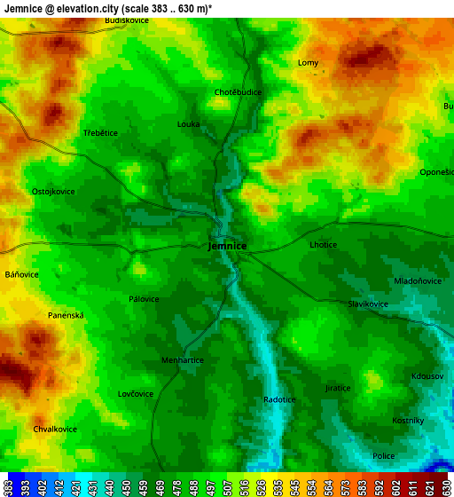 Zoom OUT 2x Jemnice, Czech Republic elevation map