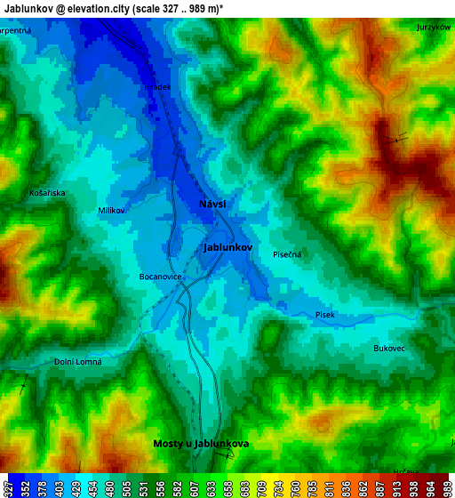 Zoom OUT 2x Jablunkov, Czech Republic elevation map