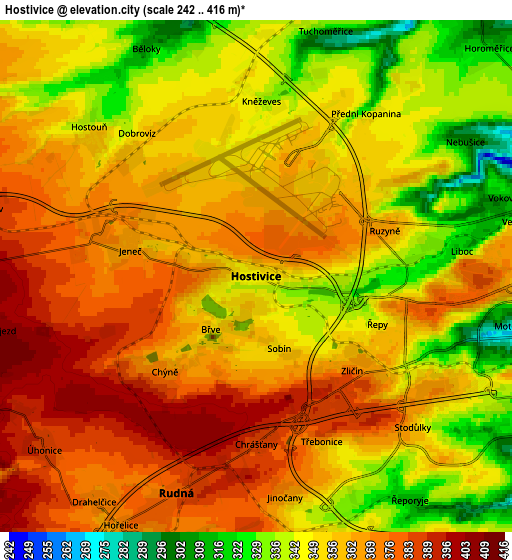 Zoom OUT 2x Hostivice, Czech Republic elevation map