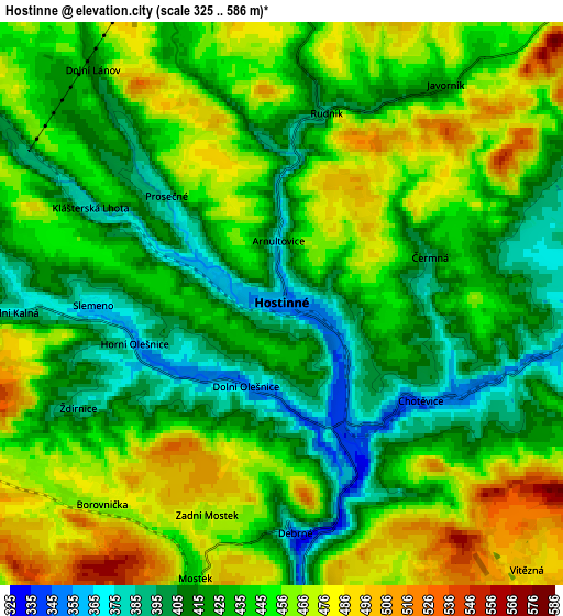 Zoom OUT 2x Hostinné, Czech Republic elevation map