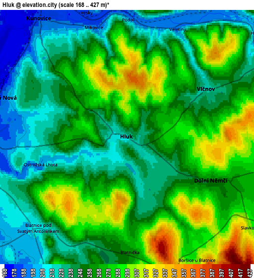 Zoom OUT 2x Hluk, Czech Republic elevation map