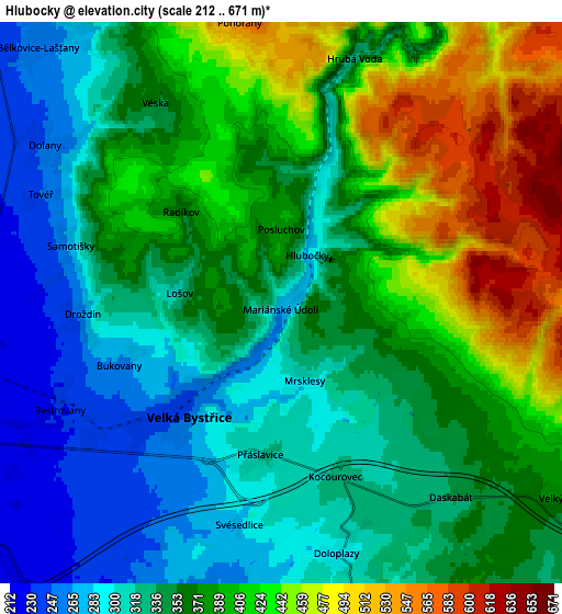 Zoom OUT 2x Hlubočky, Czech Republic elevation map