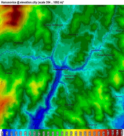 Zoom OUT 2x Hanušovice, Czech Republic elevation map