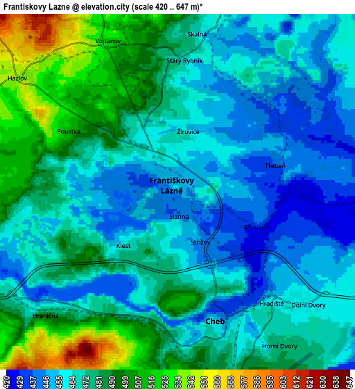 Zoom OUT 2x Františkovy Lázně, Czech Republic elevation map