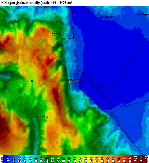 Zoom OUT 2x Kırkağaç, Turkey elevation map