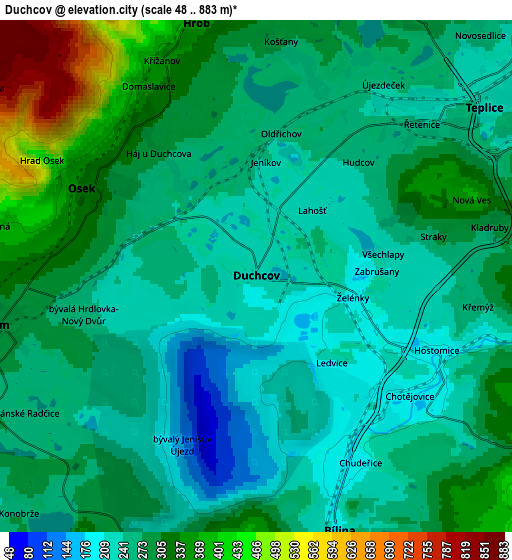 Zoom OUT 2x Duchcov, Czech Republic elevation map