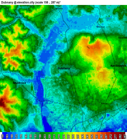 Zoom OUT 2x Dubňany, Czech Republic elevation map