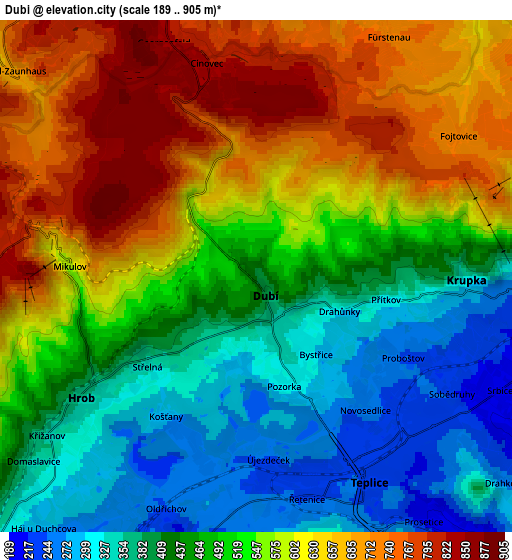 Zoom OUT 2x Dubí, Czech Republic elevation map