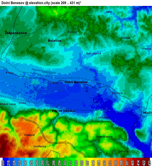 Zoom OUT 2x Dolní Benešov, Czech Republic elevation map