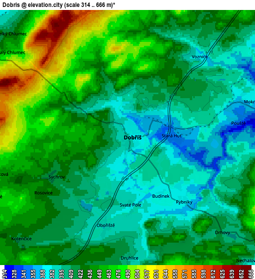 Zoom OUT 2x Dobříš, Czech Republic elevation map