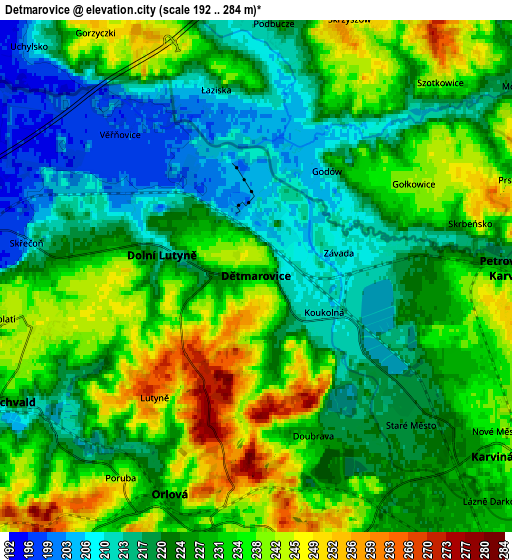 Zoom OUT 2x Dětmarovice, Czech Republic elevation map