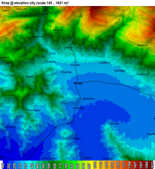 Zoom OUT 2x Kiraz, Turkey elevation map