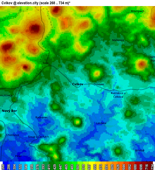 Zoom OUT 2x Cvikov, Czech Republic elevation map