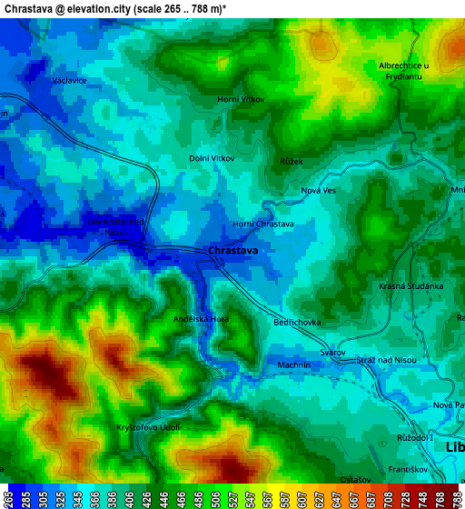 Zoom OUT 2x Chrastava, Czech Republic elevation map