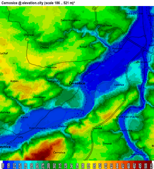 Zoom OUT 2x Černošice, Czech Republic elevation map